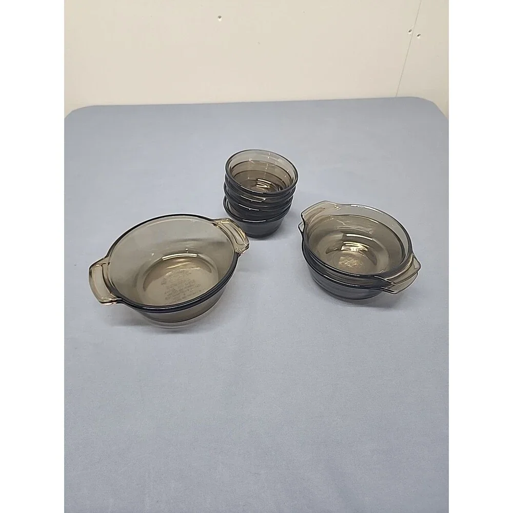 Vintage 1980s Collection Of L'Ovenware Amber Glass Made In The USA Retro Vibe